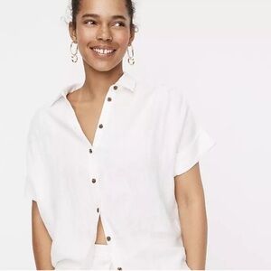 J.Crew Relaxed-fit short-sleeve Baird McNutt Irish linen shirt AY665 NWOT